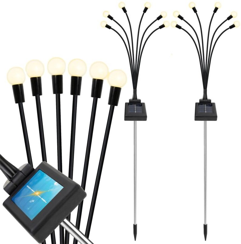 2x Solarlampenkugeln mit 6 LEDs, zum Einkleben, mit Sensor, dekorative Kugeln