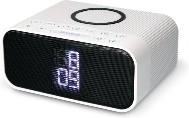 KSIX WUAD Wireless Alarm Clock and Charger, Wireless Speaker, FM Radio. 10W Wireless, Qi-Ladegerät. Digitaler Wecker Dua...