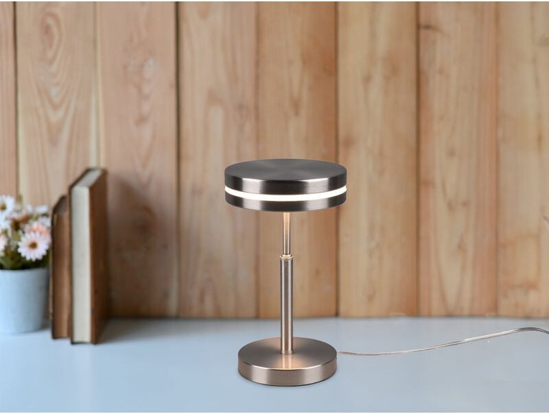 Trio - Kleine led Tischleuchte franklin rund Silber, Höhe 25cm