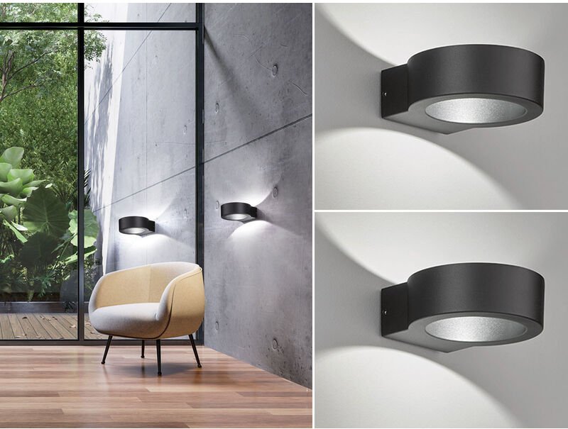 Fischer&honsel - led Außenwandleuchten 2er set Schwarz mit Up and Down Licht - 15cm breit