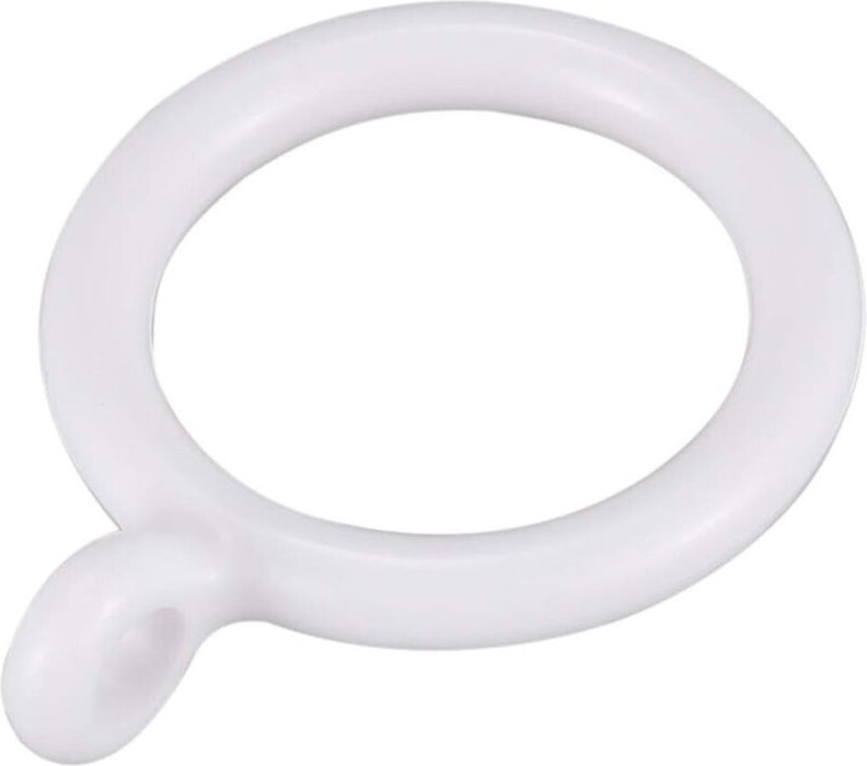 Trade Shop - copy of SET 8 PZ ANELLI GANCIO AD ANELLO PER TENDE IN PLASTICA DA 45 MM BIANCO BAGNO 87352 -