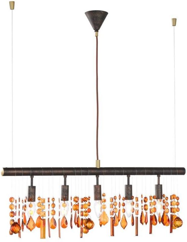 Hänge Leuchte Kristall Decken Lampe Bernstein Pendel Ess Zimmer Beleuchtung WOFI 7320.05.05.6000