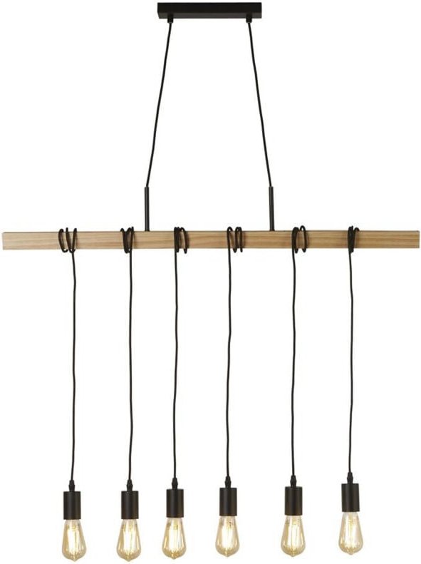 Searchlight - Hängeleuchte Pendelleuchte Esszimmerlampe 6x E27 Höhenverstellbar Holzbalken