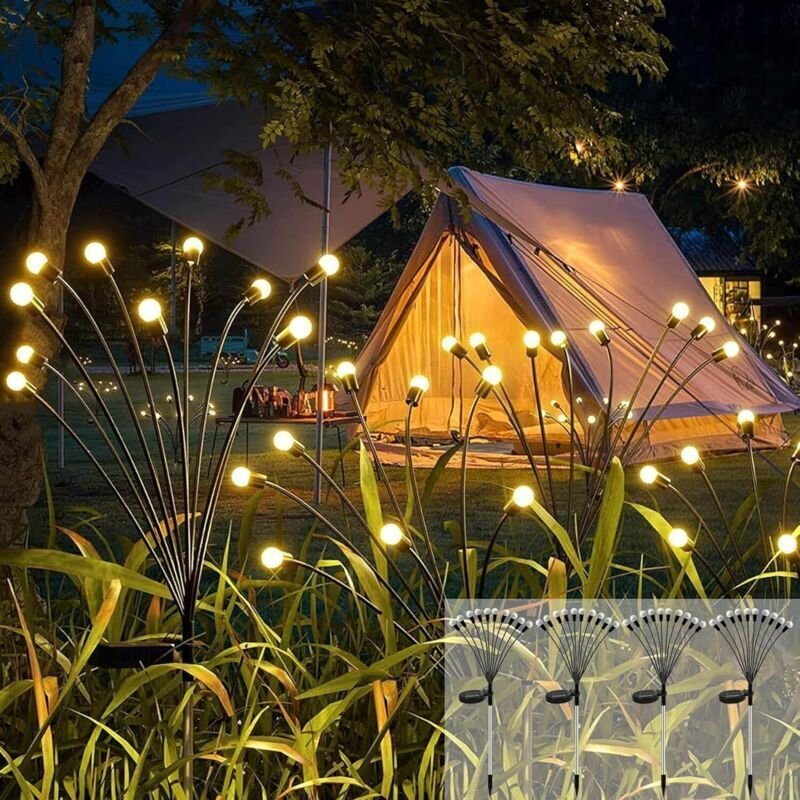 Firefly Solarleuchten, 4 Stück, 10 LED-Solarleuchten für den Außenbereich, IP65 wasserdicht, für Garten, Terrasse, Hof, ...