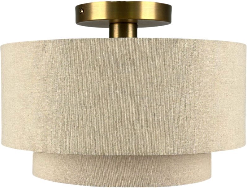 Relaxdays Deckenlampe, Leinen & Metall, HxD: 24 x 35 cm, E27, Deckenleuchte Wohnzimmer, Schlafzimmer, beige/bronze