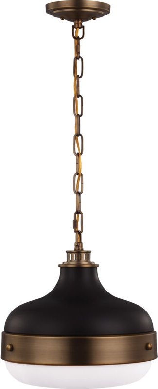 Thumbnail - Pendellampe Deckenlampe Hängeleuchte Stahl Glas d 33 cm Messing Mattschwarz