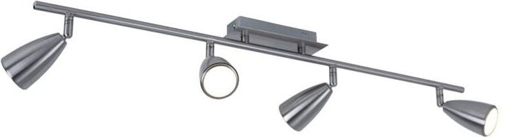 Deckenlampe 4 Strahler Spotleiste verstellbar Deckenleuchte nickel matt, Stahl, 4x GU10 Fassungen, LxB 78,5x7 cm