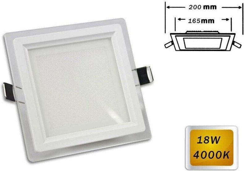 Trade Shop Traesio - Trade Shop - schlankes led-panel, einbauleuchte, quadratisch, 18 watt, 4000 k, 6500 k, 3000 k, 265 ...