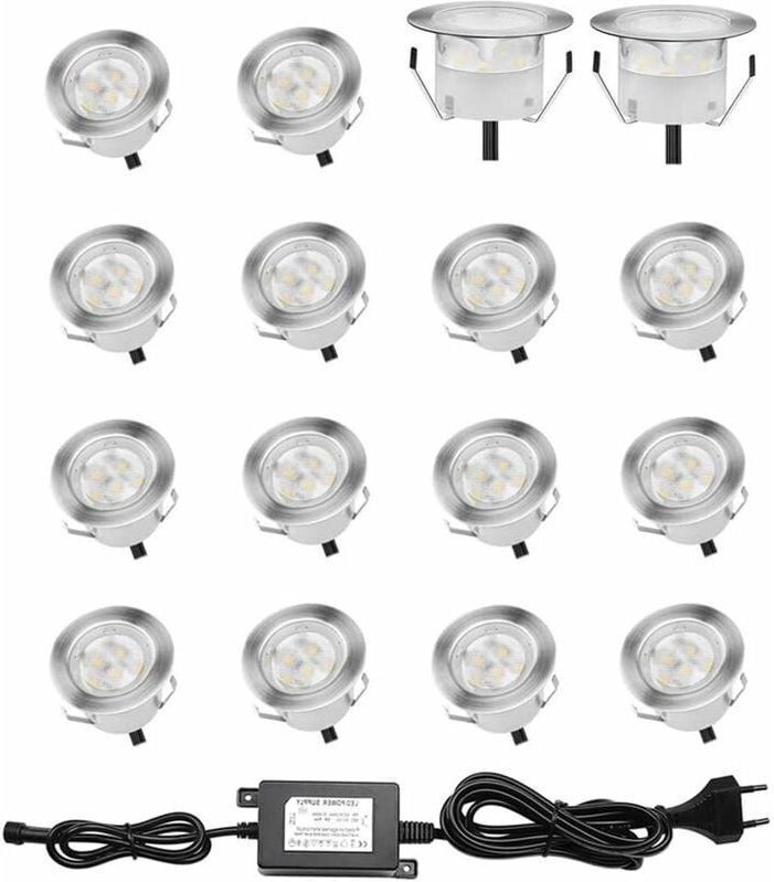 Thumbnail - Set mit 16 LED-Einbaustrahlern, LED-Einbaustrahler für den Außenbereich, wasserdicht (IP67), 0,6 W, 12 V DC, weißes Lich...