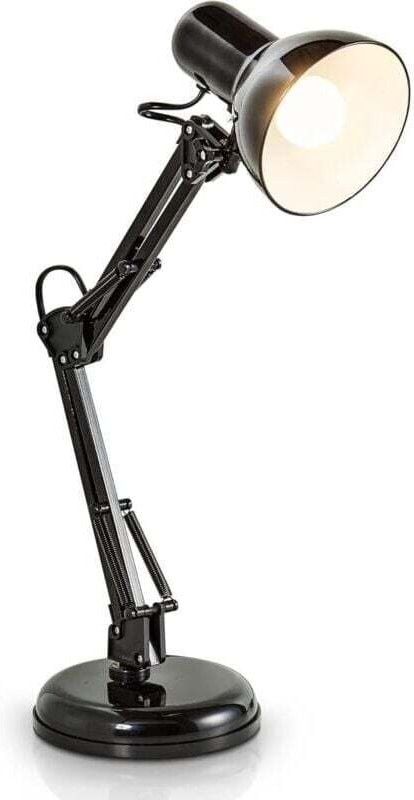 Verstellbare Tischleuchte, Retro-Tischleuchte mit E14-Fassung, Zugschalter, Leselampe, schwarz, XXW