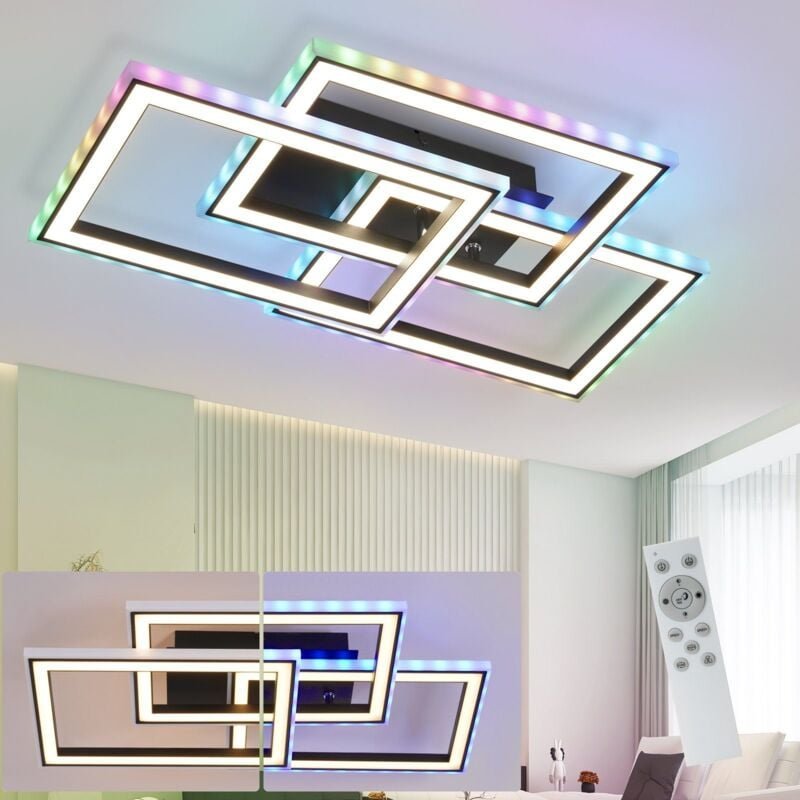 Thumbnail - GBLY Deckenlampe LED Deckenleuchte Wohnzimmer - 45W Wohnzimmerlampe RGB Farbwechsel Schwarz Modern Schlafzimmerlampe Dim...