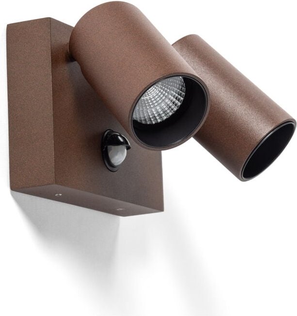 Led Wandleuchte Außen 18W Aluminium cct wählbar zwei Strahler mit Bewegungssensor Kuriya Rost