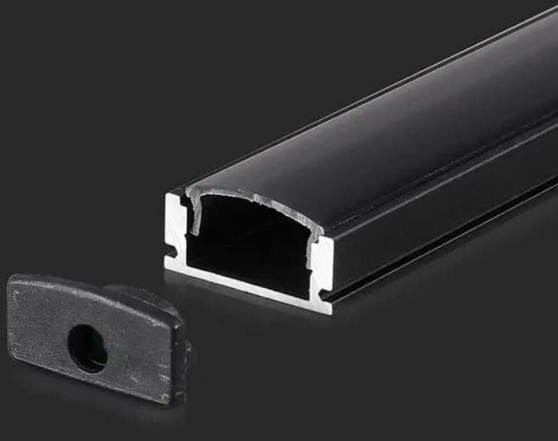 V-tac - Schwarzes lineares Aluminiumprofil für LED-Streifen 2000 x 17,4 x 7 mm