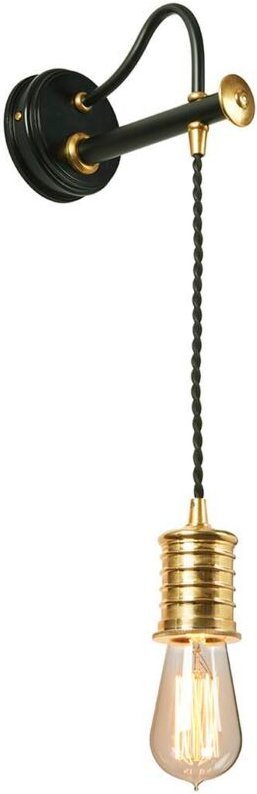 Thumbnail - Douille - 1 Licht Innenwandleuchte Schwarz, Messing poliert, E27 - Elstead