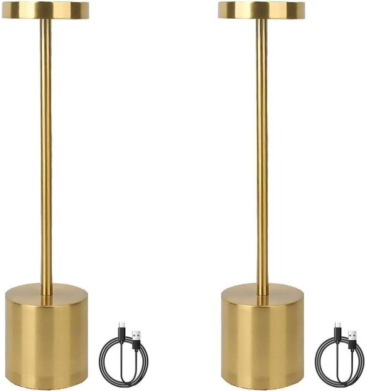 (2 Stück Gold) Kabellose Tischlampen, wiederaufladbare LED-Schreibtischlampe mit 3 Farbmodi, dimmbares Leselicht, Nachtt...