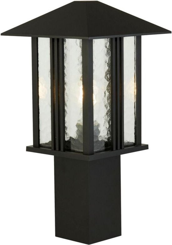 Suchscheinwerfer Venedig 1 Licht Außenpfosten (450 mm Höhe) - Schwarz mit Wasserglas