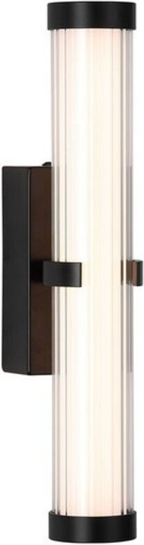 Searchlight Clamp Wandleuchte aus schwarzem Metall, gerippter klarer und opaler Diffusor