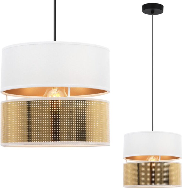 Asti Duo Hängelampe Schwarz 1 Flach Weissgold Lampenschirm Ts 20cm