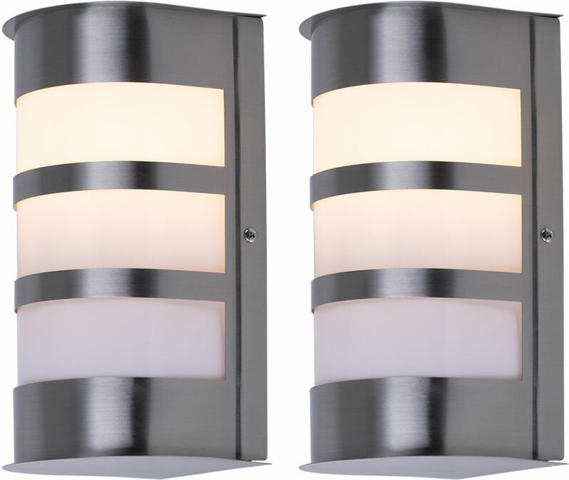 2er Set Outdoor Fassaden Leuchte Edelstahl Lampe im Set inklusive zwei 4 Watt led Leuchtmittel