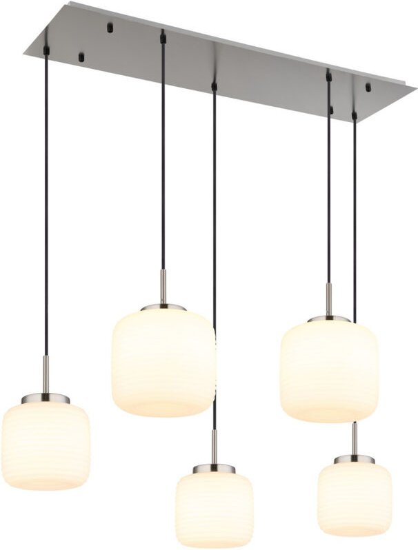 Thumbnail - Pendelleuchte Hängelampe Deckenleuchte Metall Glas Esszimmerleuchte 5-Flammig