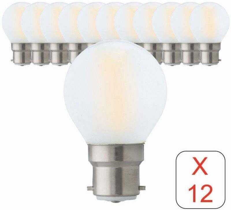 Packung mit 12 B22-LED-Filamentlampen in Kugelform, 4 W, 470 lm, 2700 K – 2 Jahre Garantie