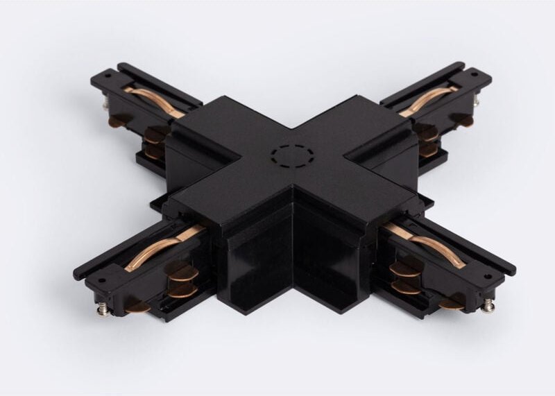 Ledkia - Verbinder Typ x für 3-Phasenstromschiene dali Track Einbau Aluminium Schwarz