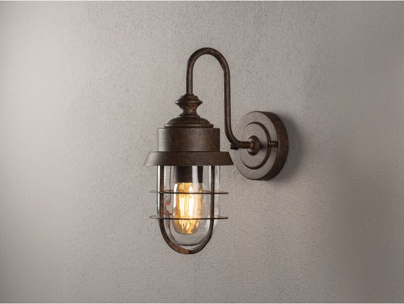 Meinewunschleuchte - Robuste led Außenwandleuchte aus Stahl Rostoptik Höhe 21,5cm