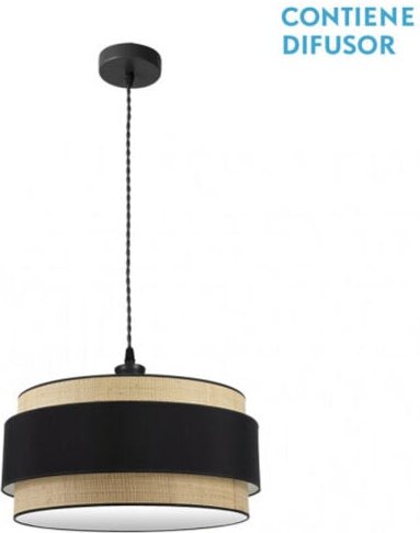 Fabrilamp - Dimmbare Hängeleuchte Modell Kandy 2xE27 Natur/schwarz