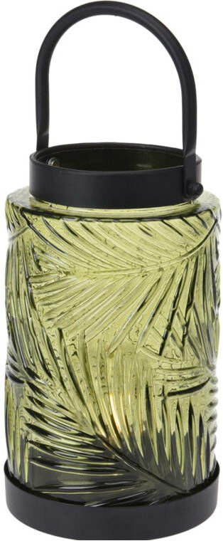 LED-Laterne, buntes Glas, 26 cm