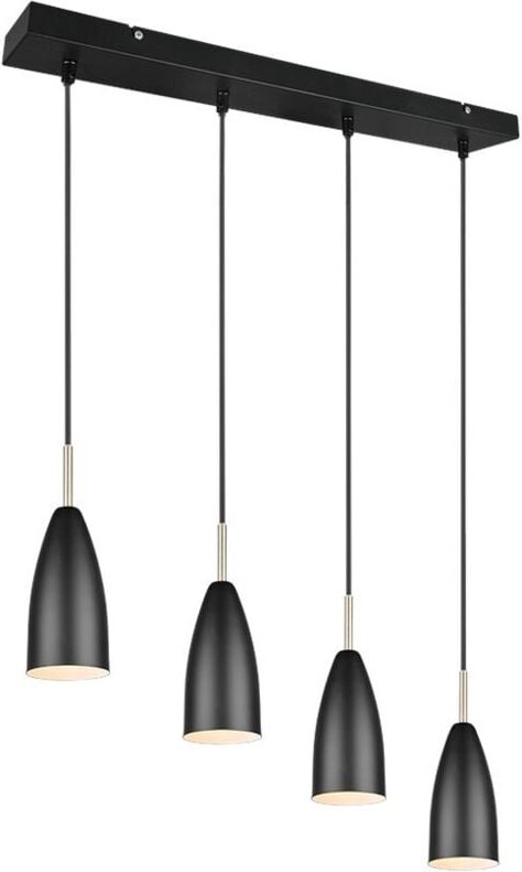 Isola Farin Linear Suspension 4 Lichter Schwarz und Messing Trio Beleuchtung