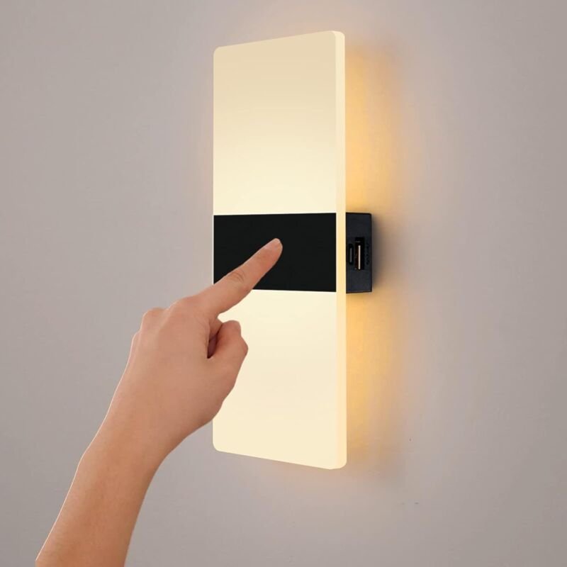 LED-Wandleuchte für den Innenbereich, USB-aufladbar, Touch-Bedienung, 3 Helligkeitsstufen, Flur, Durchgang, 3000 K