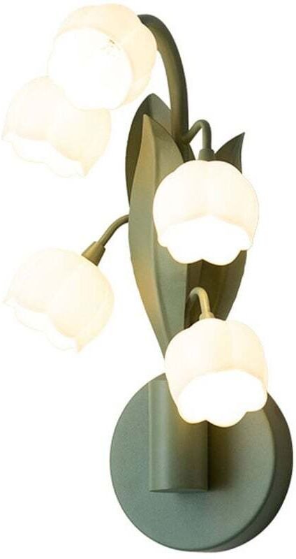 5-flammige Wandleuchte mit Blumenmuster, Vintage-Wandleuchte mit Maiglöckchenmotiv und 3 Farbmodi, Tischleuchte mit G4-L...