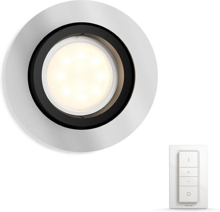 Philips Hue White Ambiance Milliskin Einbauspot rund mit Dimmschalter silber"-"161698906