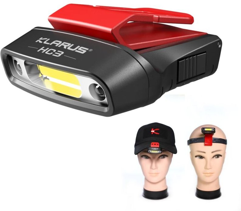HC3 Clip Wiederaufladbare LED-Stirnlampe, drehbare Kugelkappe, Visierlicht, Freisprecheinrichtung mit rotem Licht zum An...