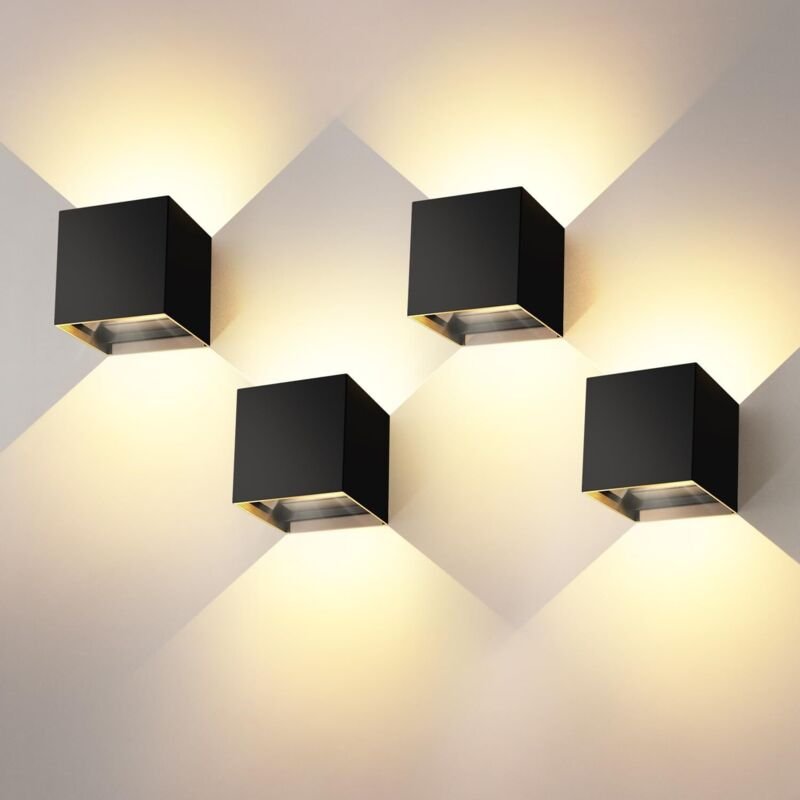 Thumbnail - LED Innenwandleuchte 12W 4 Stück mit verstellbarem Abstrahlwinkel Außenwandleuchte Warmweiß 3000K IP65 Wasserdichte Wand...