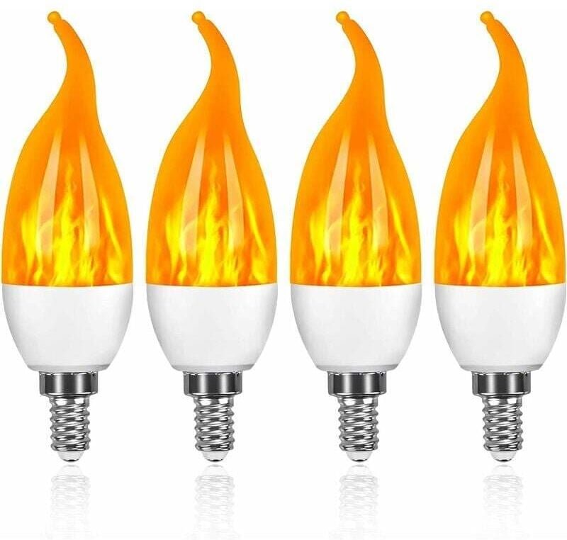 FOREHILL LED-Kerzenflammenlampe, Modell mit simulierter Blasenflamme, drei Geschwindigkeitsstufen, gelbes Licht, E14, 4 ...