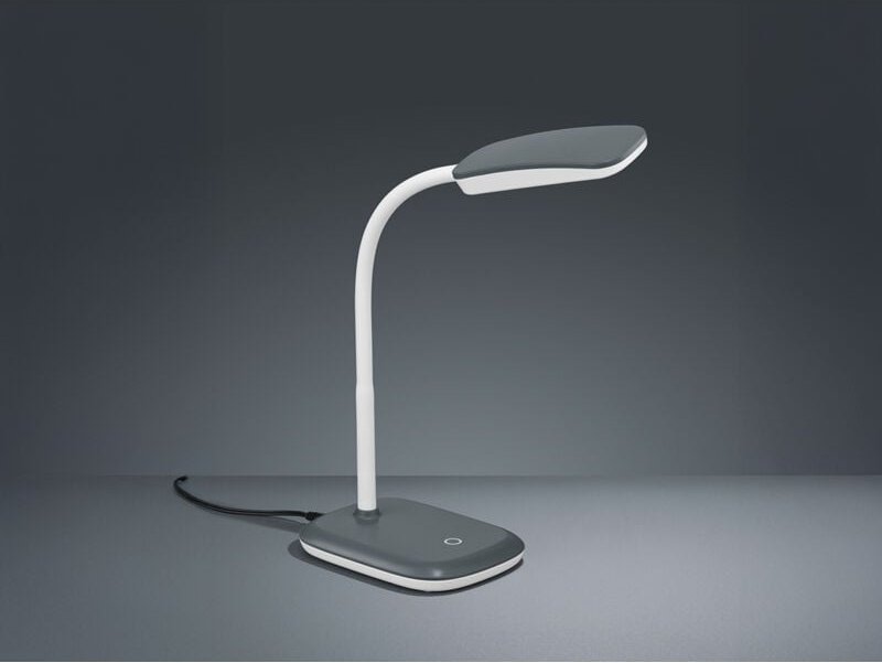 LED Schreibtischleuchte BOA in Grau mit Flex Gelenk & 4-fach Dimmer, 36cm