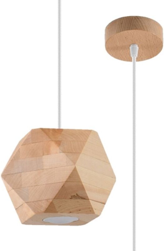 Sollux Lighting Woody Kugelpendel-Deckenleuchte, Naturholz, 1x GU10