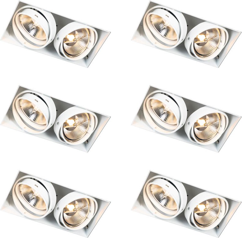 Set mit 6 Einbaustrahlern weiß GU10 AR111 Trimless 2-Licht - Oneon