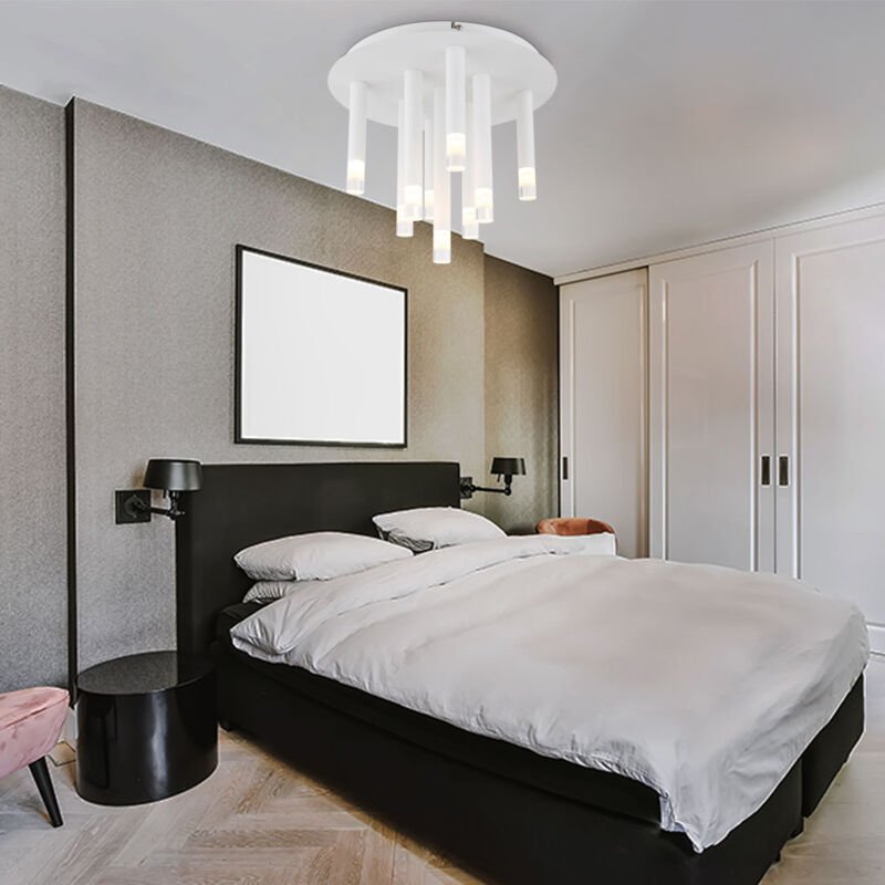 Globo - Deckenlampe Deckenleuchte Wohnzimmerlampe 9 flammig Esszimmerlampe weiß d 34 cm