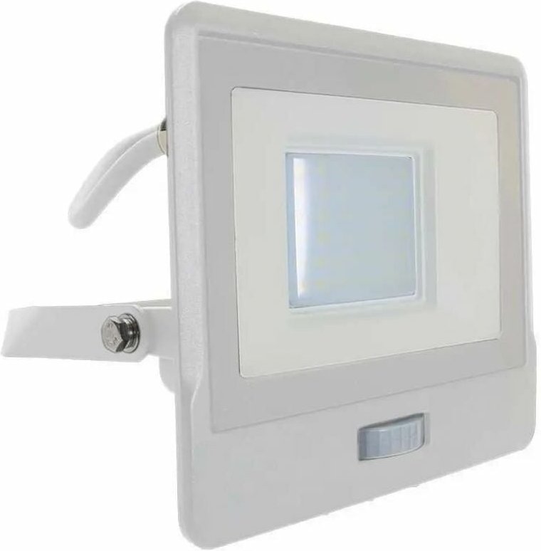 30W Samsung Chip LED-Flutlicht mit PIR-Sensor, 1m Kabel, Farbe Weiß, Kaltweiß, IP65 - V-tac