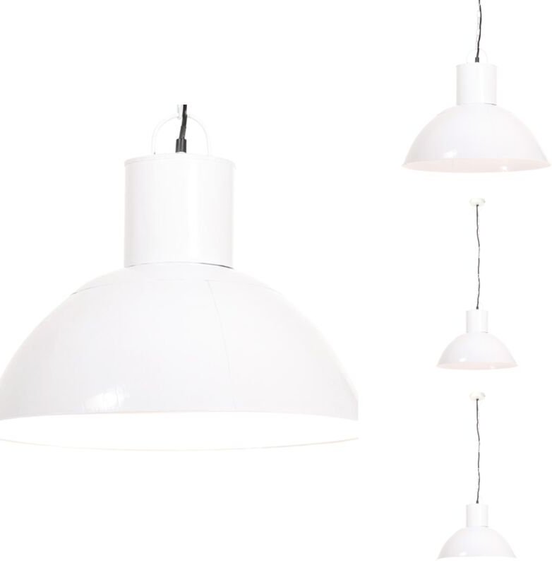 Hängelampe 25 w Weiß Rund 48 cm E27 - Industrielampen - Hängeleuchte - Wohnraumlampe - Küchenlampe - Esstischleuchte