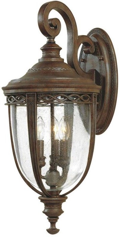 English Bridle - 3 Light Outdoor Große Wandlaterne Light British Bronze IP44, E14 - Elstead
