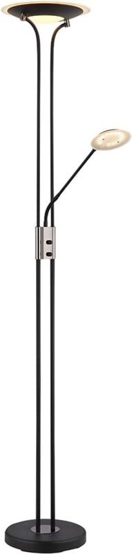 Globo Lighting - Deckenfluter Leseleuchte Stehlampe led Flexospot dimmbar schwarz Glas verchromt