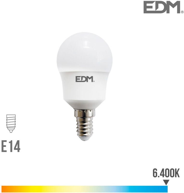 EDM Sphärische LED-Glühbirne E14 8,5 W 1000 lm 6400 K Kaltlicht Ø4,5 x 8,8 cm