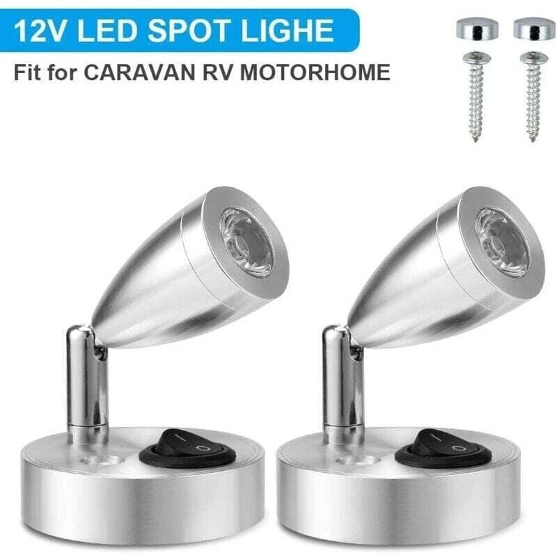 Thumbnail - 12 v LED-Spot-Leselicht, einstellbarer Schalter, warmes Licht für Wohnmobil, Boot, LED-Innenbeleuchtung (2 Stück)