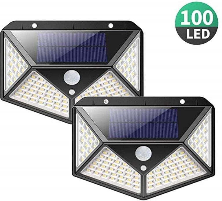 Solarlampe für den Außenbereich, leistungsstarke Version, 2er-Pack, 100 LEDs, 2200 mAh, wasserdichte Außenbeleuchtung, 2...
