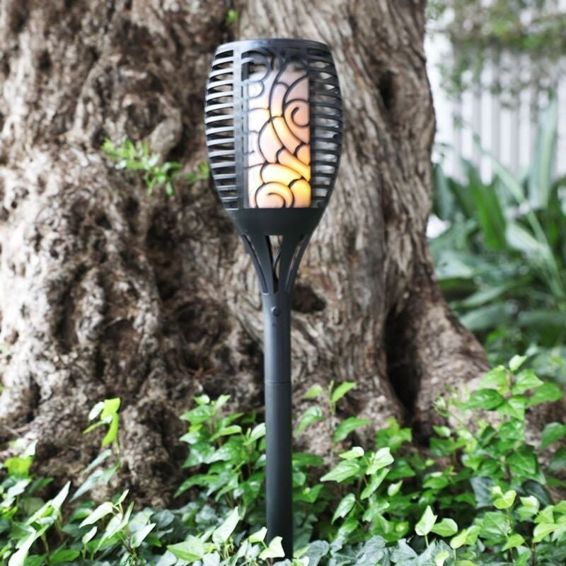 Solar Gartenfackel Rattanoptik Gartenlampe Gartenlaterne Solarleuchte Solarlampe