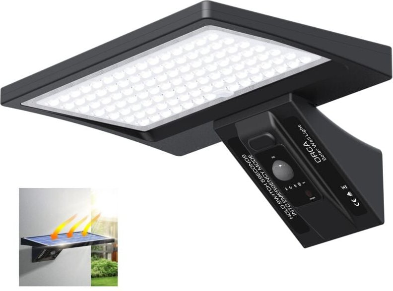 Solarlampe für den Außenbereich, 5200 mAh, Solarleuchte für den Außenbereich mit 150°-Bewegungssensor, IP65, LED-Sicherh...