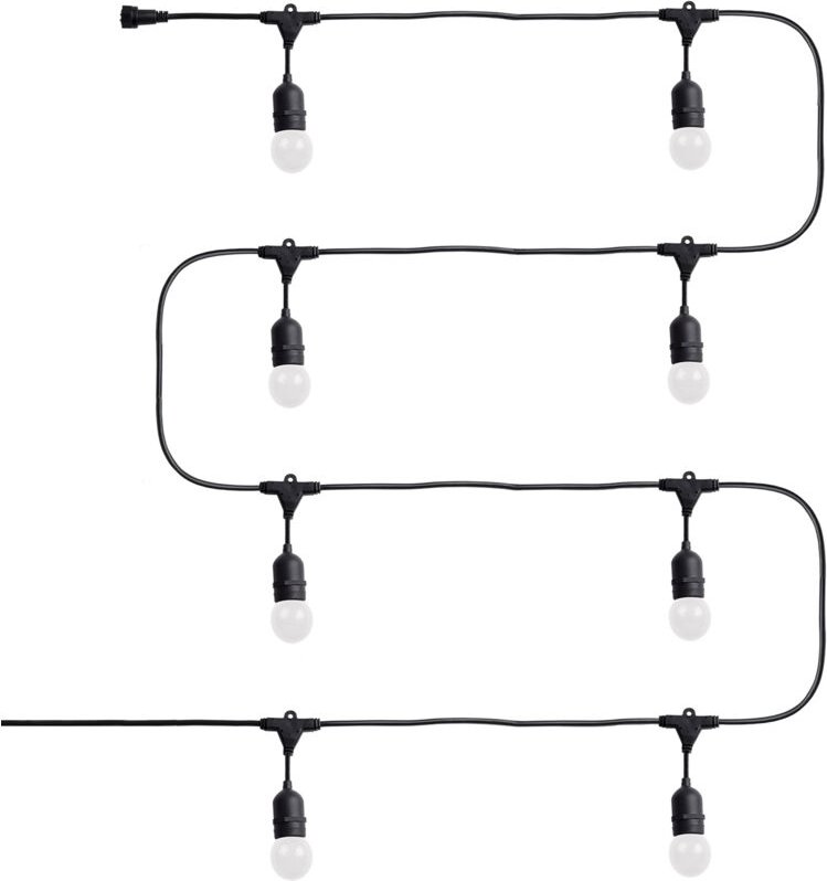 Efectoled - Set Girlande Waterproof 5.5m Schwarz + 8 LED-Glühbirnen E27 G45 3W Farbig Rot